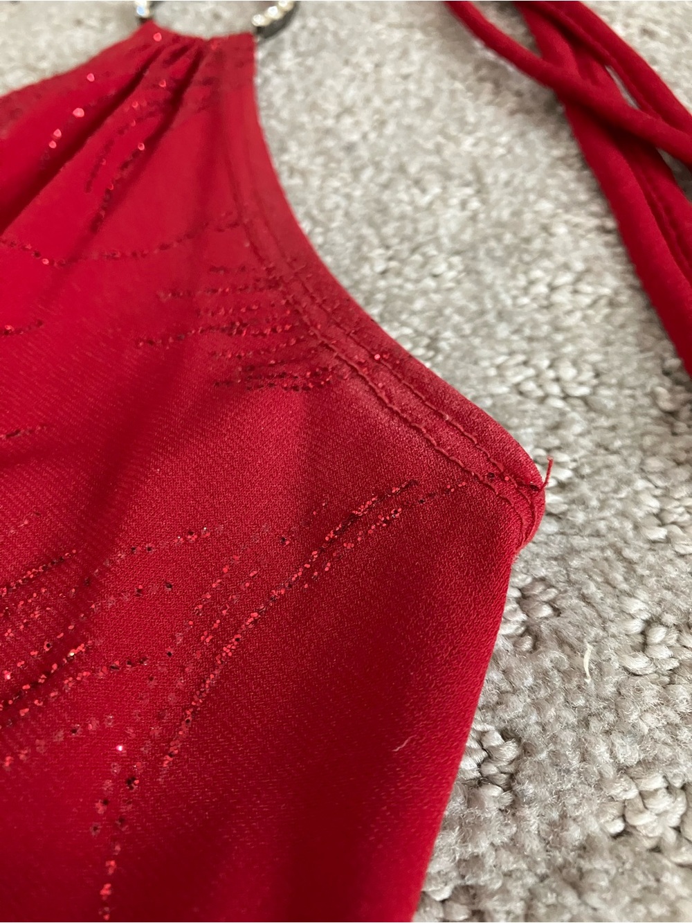Y2K Lipstick Red Glitter Halter High Low Dress Party Prom Medium - Picture 10 of 10